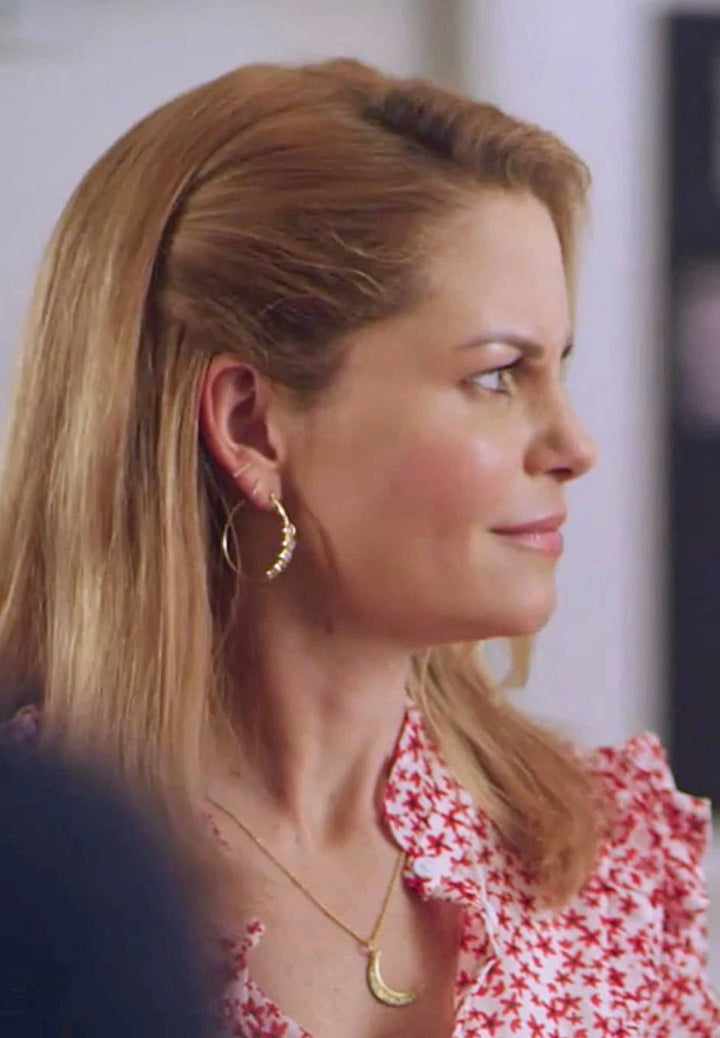 Crescent Moon Opal and Crystal Steel 14K Gold Necklace