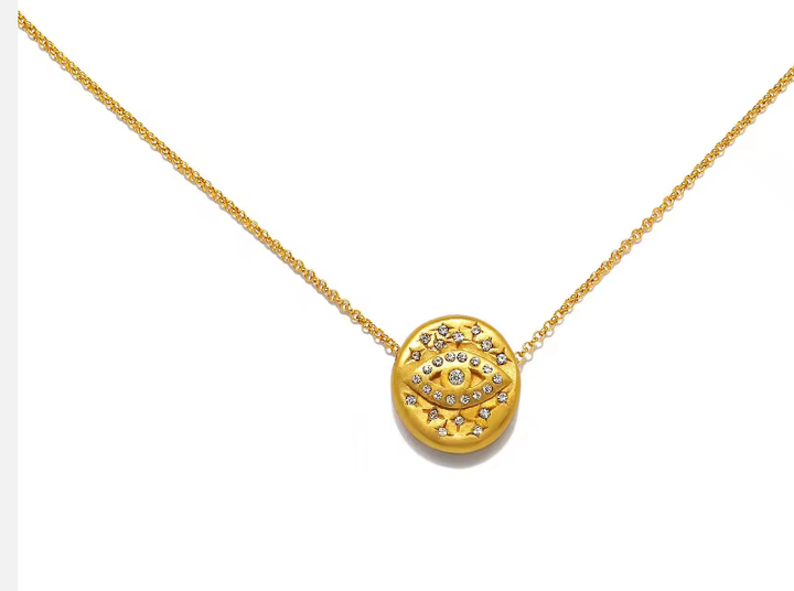 Talisman Coin Charm Pendant Necklace 14K gold Steel, 