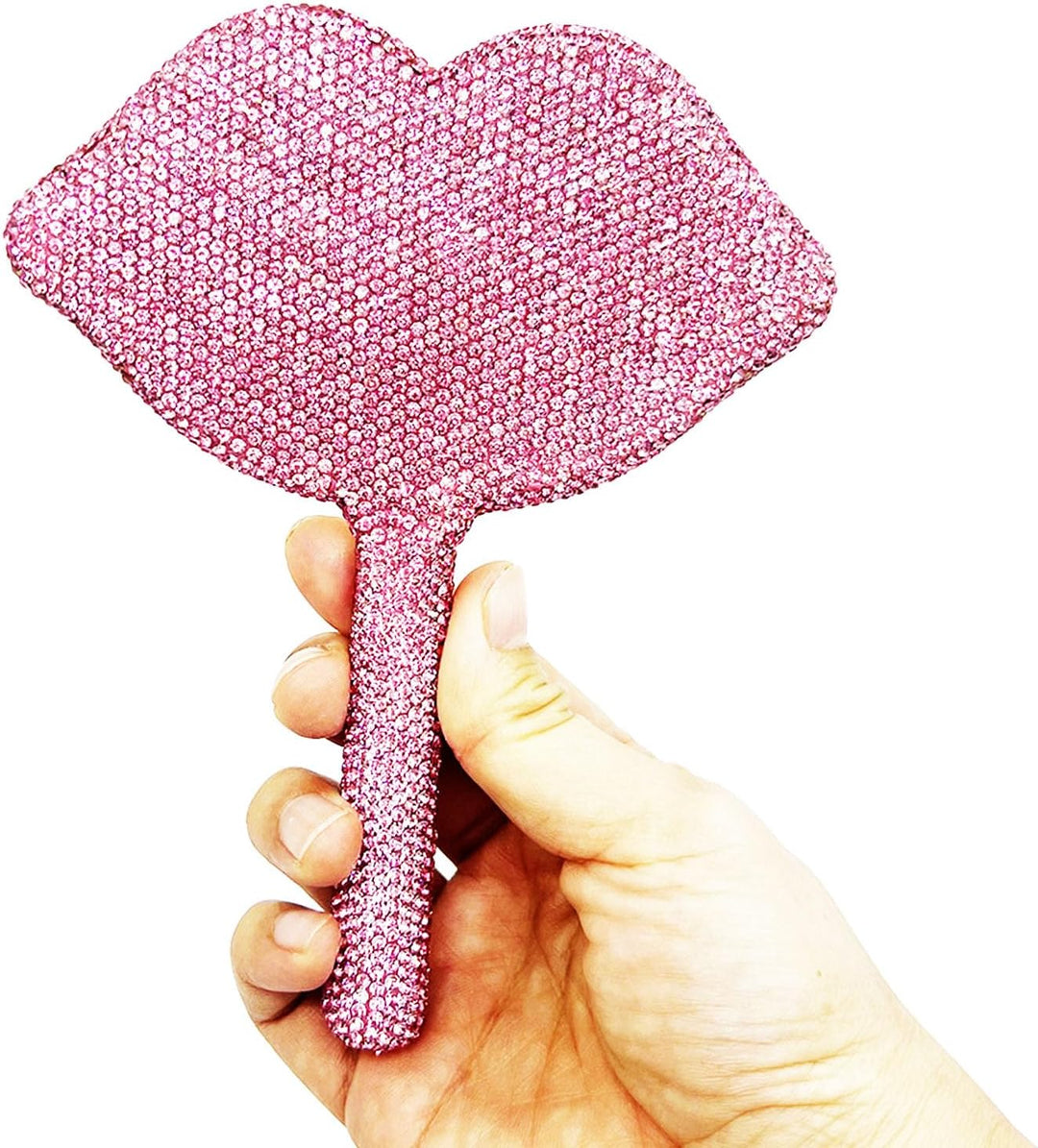 Pink Rhinestone Lip Mirror
