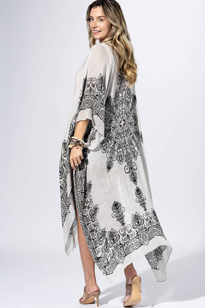 Botanical Border Kimono