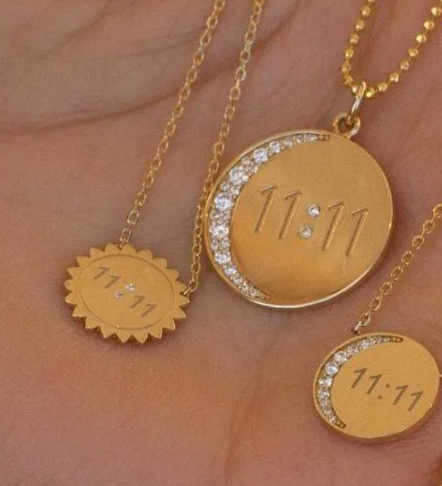 11:11 Moon Pendant Necklace With Crescent Moon