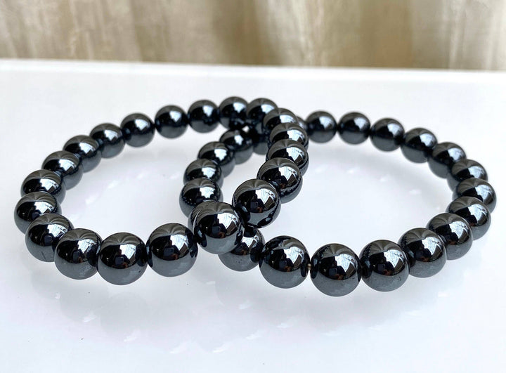 Natural Hematite 10mm 8" Crystal Healing Stretch Bracelets