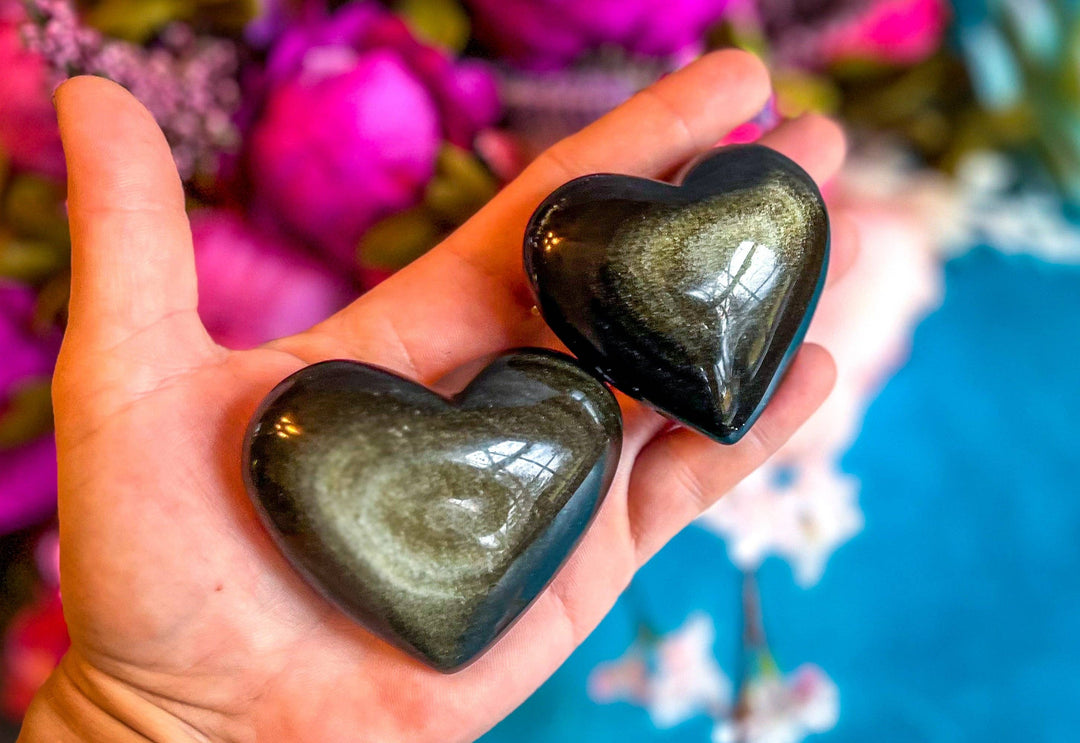 Gold Obsidian Hearts