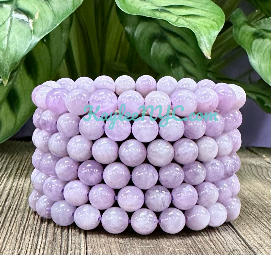 Natural Kunzite 8.4-9mm 7.5” Crystal Bracelet