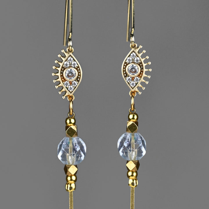 Eye and Stone w/ Gemstone Semi Precious Stick Drop Earring