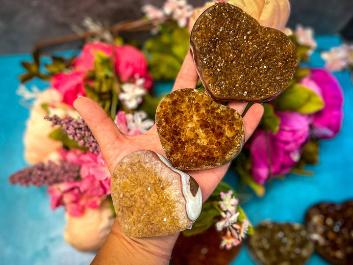 Raw Citrine Hearts, Ethically Sourced