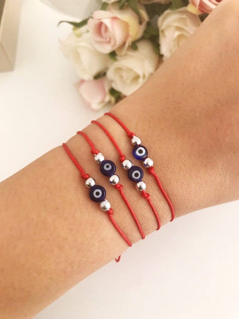 Evileyefavor Evil Eye Bead Bracelet With Adjustable Red String Bracelet