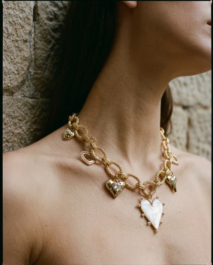 Multi-Heart Charm Necklace | Layering Necklace