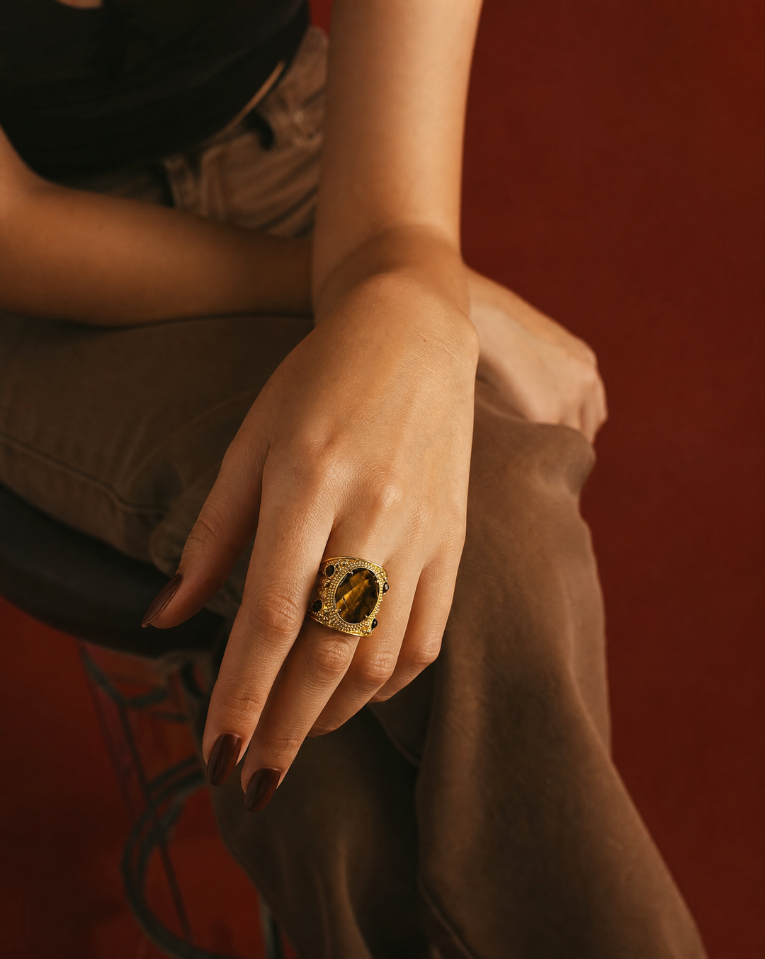 Tiger Eye Chunky Statement Ring | Maximalist Gemstone Jewelry