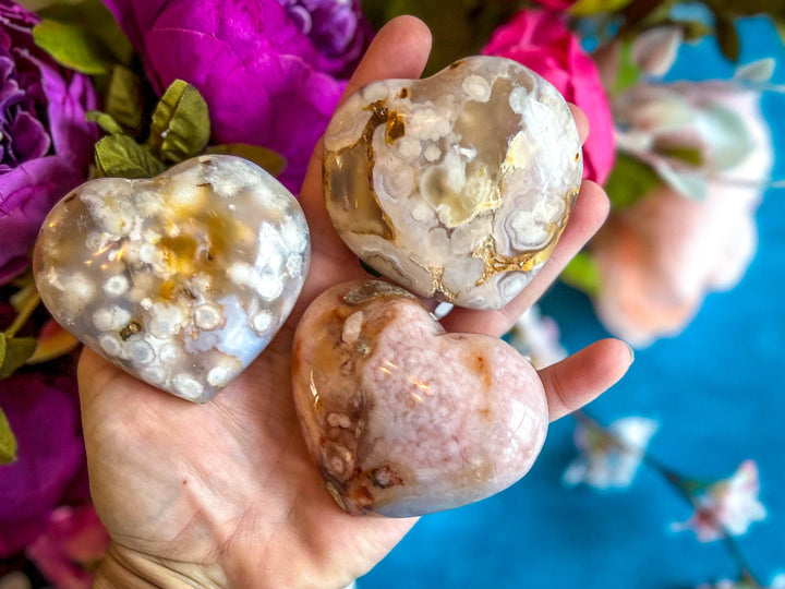 Flower Agate Hearts