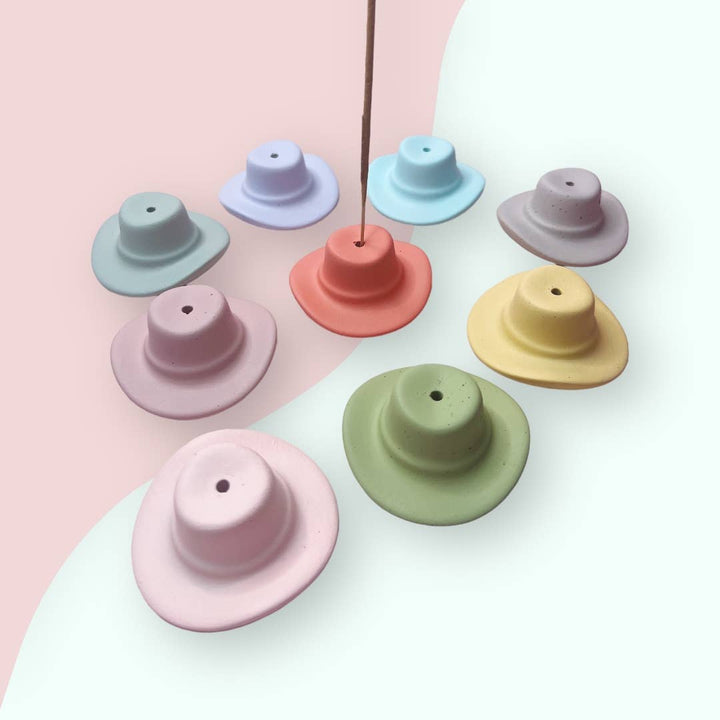 Colorful Concrete Cowboy Western Hat Incense Holder