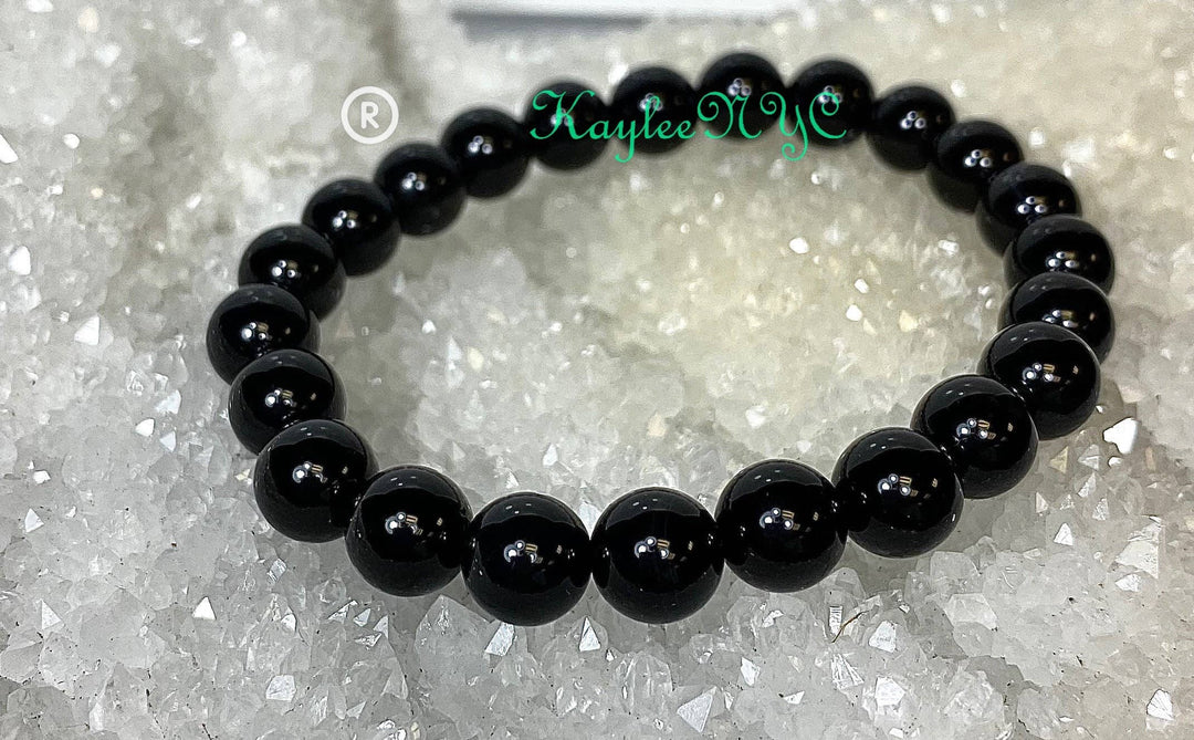 Natural Black Onyx 8mm 7.5” Crystal Healing Stretch Bracelet