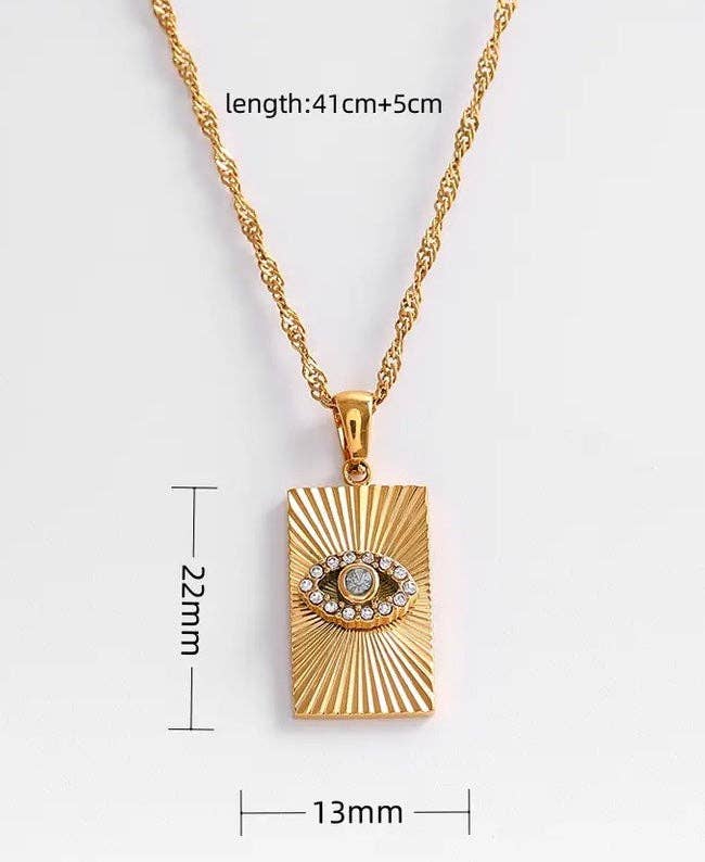 Golden Ray Evil Eye Pendant Necklace – Crystal Protection Amulet