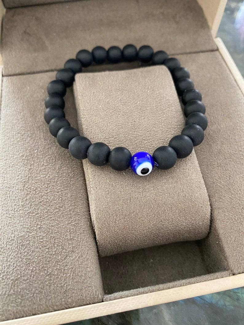 Evileyefavor Onyx Natural Stone Bracelet with Evil Eye Bead