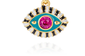 Evil Eye Third Eye Enamel and Crystal Pendant Necklace