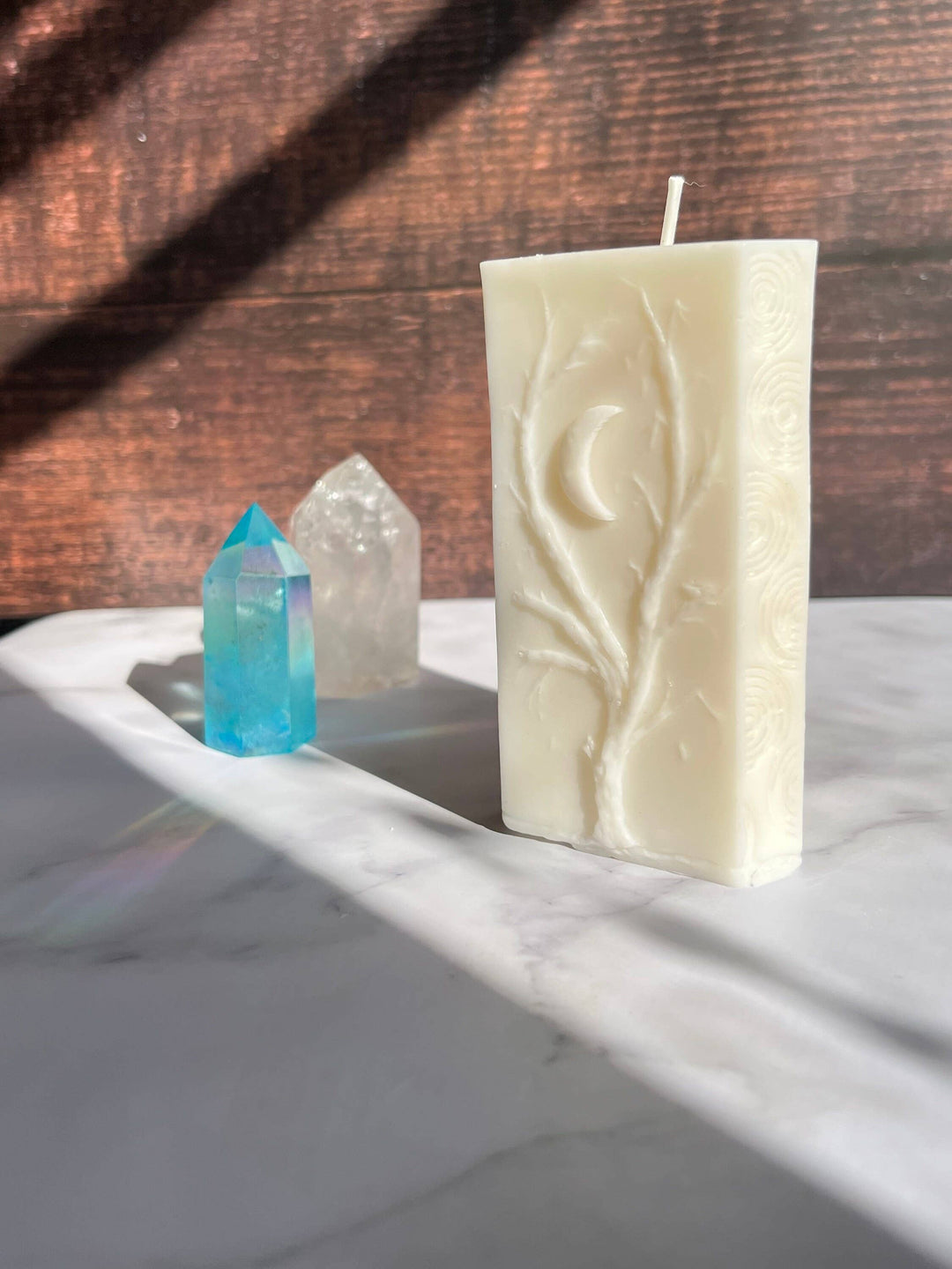 White Moon Witchy Spiritual Goddess Beeswax Candle