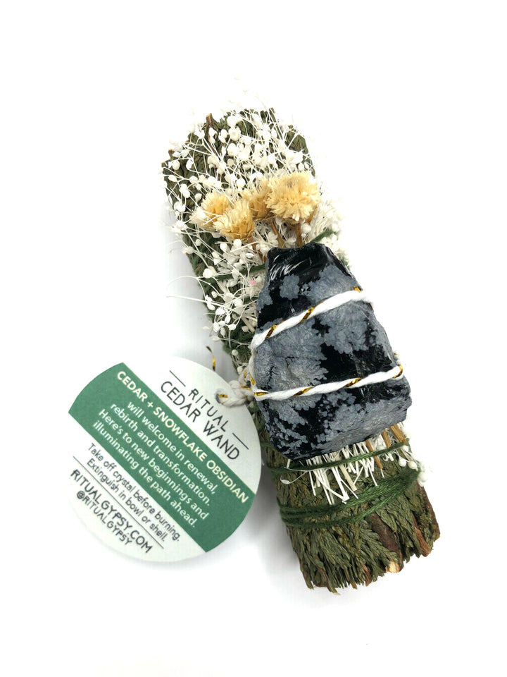 'RENEW YOUR LIGHT!' Cedar Bundle + Snowflake Obsidian - (4")