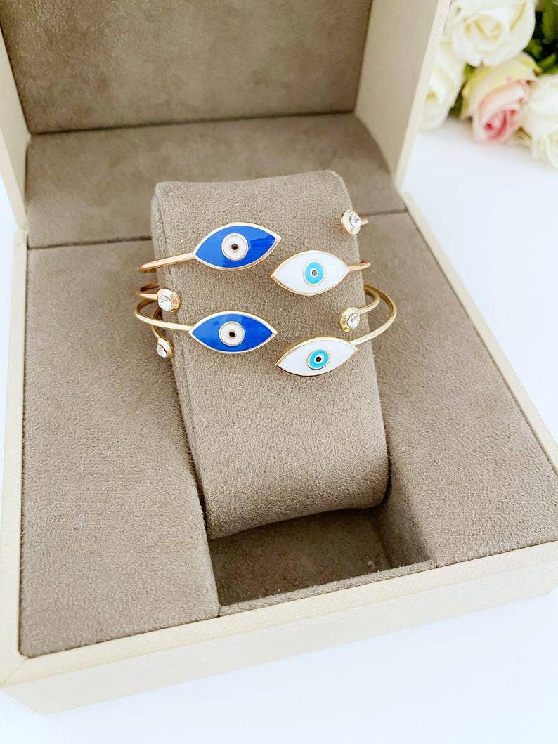 Gold Evil Eye Cuff Bracelet