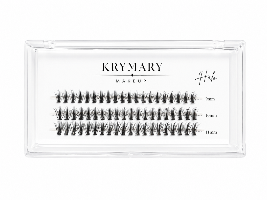 Krymary makeup lashes packaging with product display on a white background