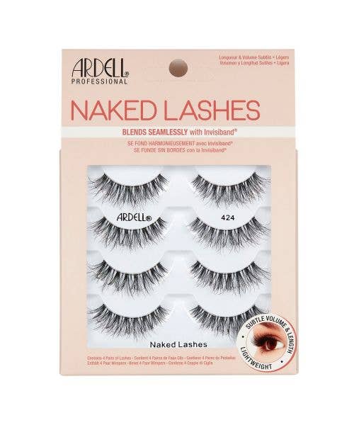 Ardell Naked Lashes packaging with false eyelashes on a beige background