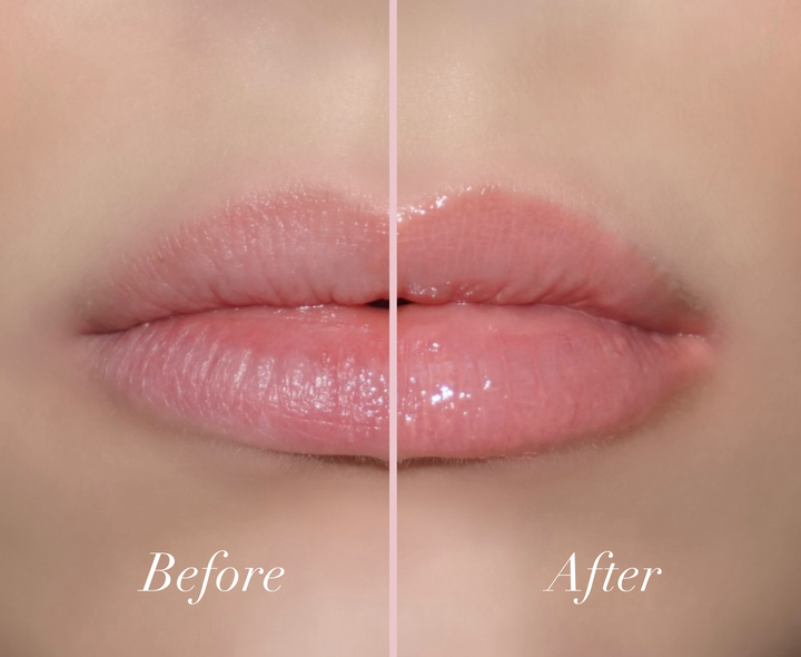 Barely Nude Jello Gloss Balm before and after