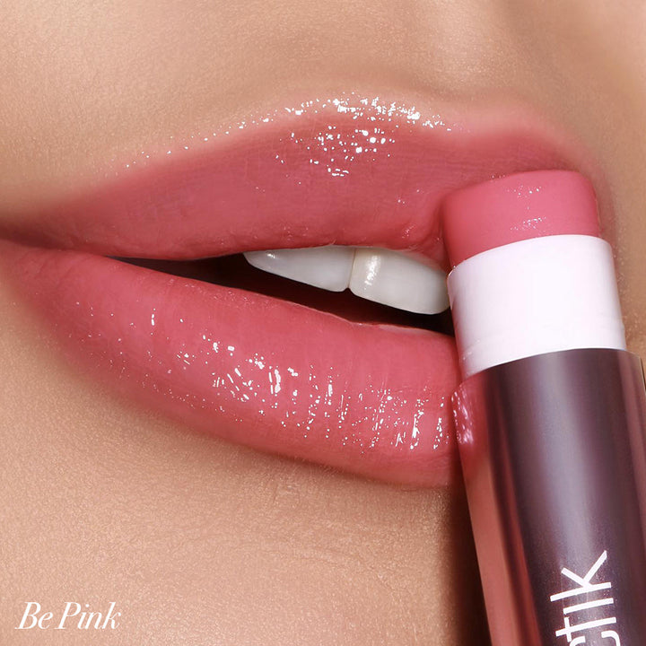 Be Pink Jello Lip Balm on the lips