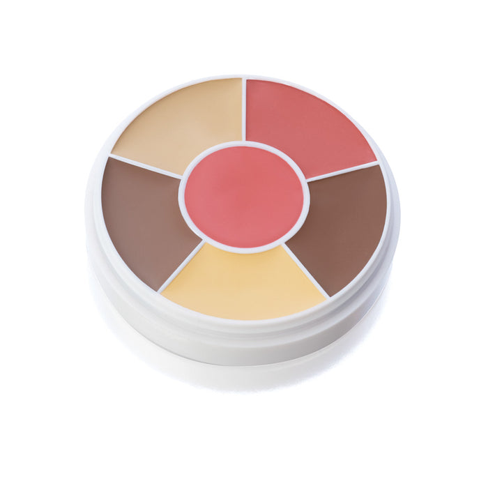 Makeup palette with five colors on a white background