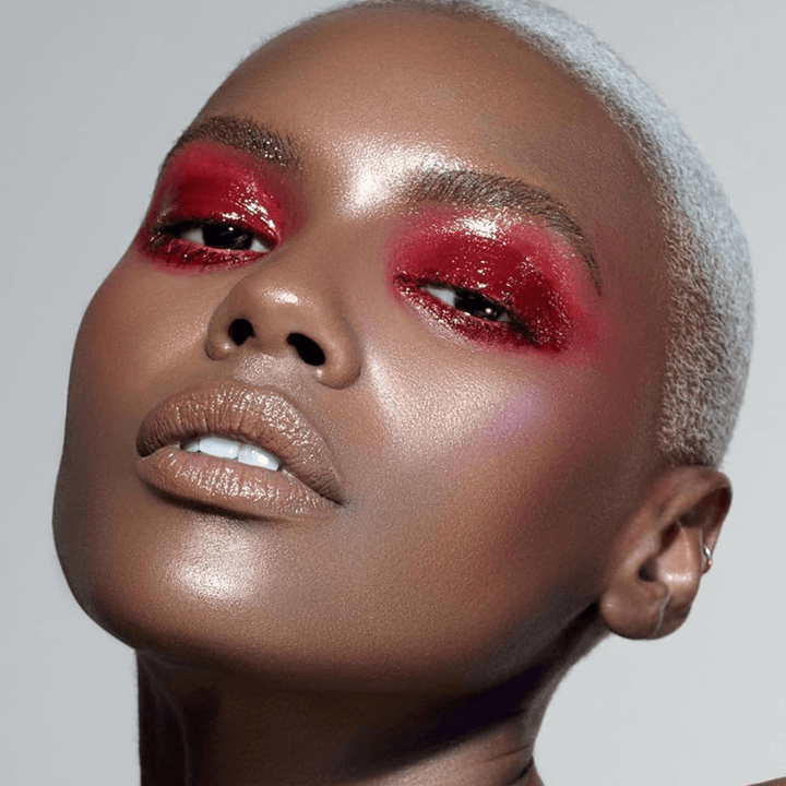 This model is wearing the colorfix matte primary red shade on her eyes. It is so much fun.