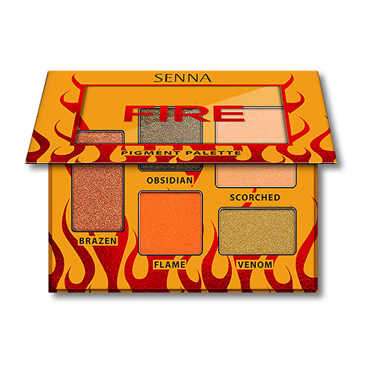 Fire Pigment eyeshadow Palette open by Senna Cosmetics