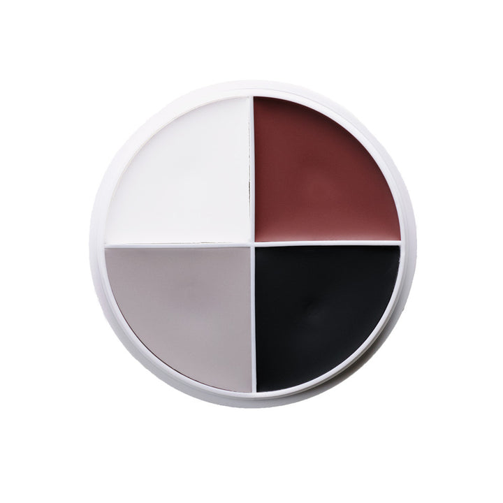 Makeup palette with four colors on a white background