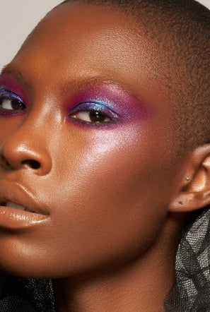 This is a model with two eyeshadows, the purple outer eyeshadow is the shade royalty from the colorfix matte collection. 