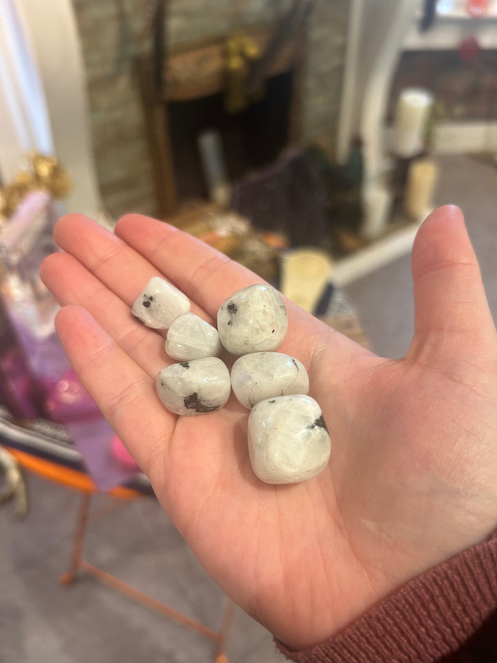 Moonstone Tumblers in palm of my hand