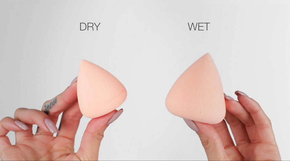 Jumbo Seamless Beauty Sponge wet and dry to show how much is grows