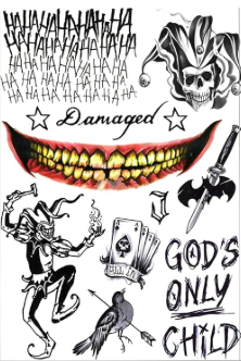 The Makeup Altar Joker Temporary Tattoos 8.2"x5.9" Sheet