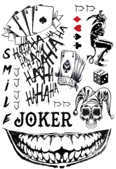 The Makeup Altar Joker Temporary Tattoos 8.2"x5.9" Sheet