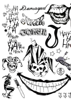 The Makeup Altar Joker Temporary Tattoos 8.2"x5.9" Sheet