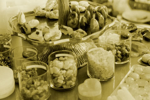 Crystals in display at The Makeup Altar store