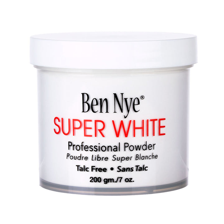 Ben Nye Super White professional powder jar on a white background