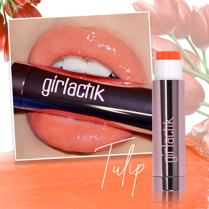 Tulip Jello Gloss Balm with cute pics showcasing the color