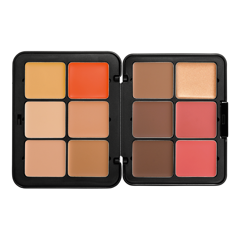 Harmony 2- HD Skin Face Essentials Palette With Highlighters open showing the 12 different shades