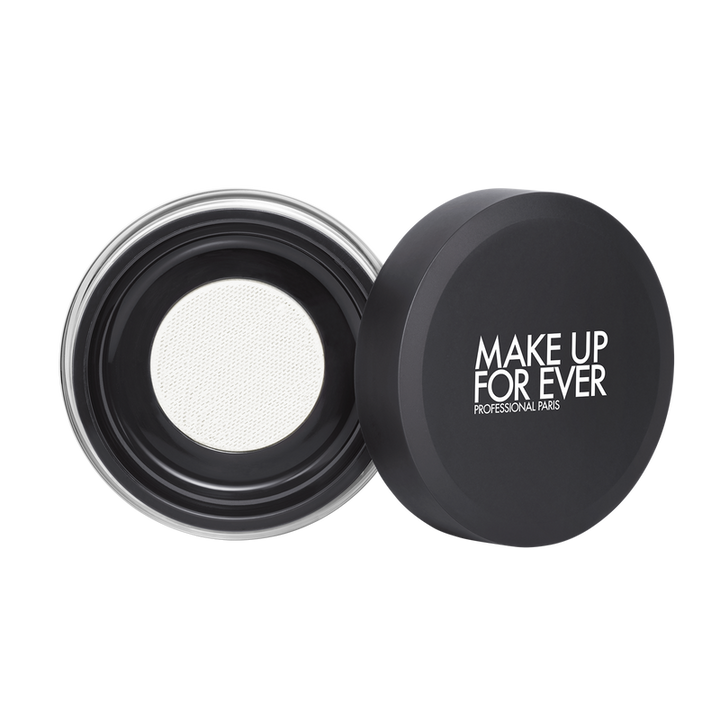 Make-up container with black lid featuring 'MAKE UP FOR EVER' on a white background