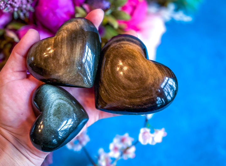 Gold Obsidian Hearts