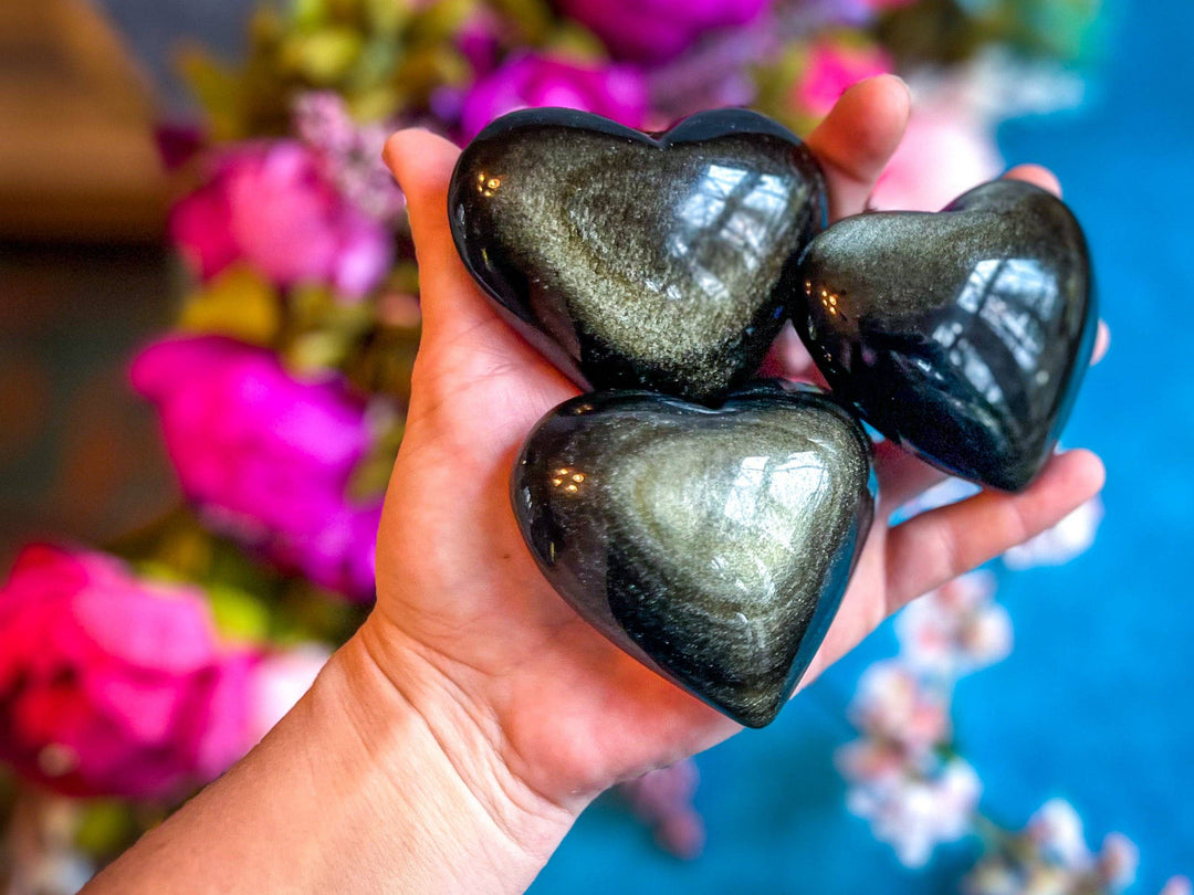 Gold Obsidian Hearts