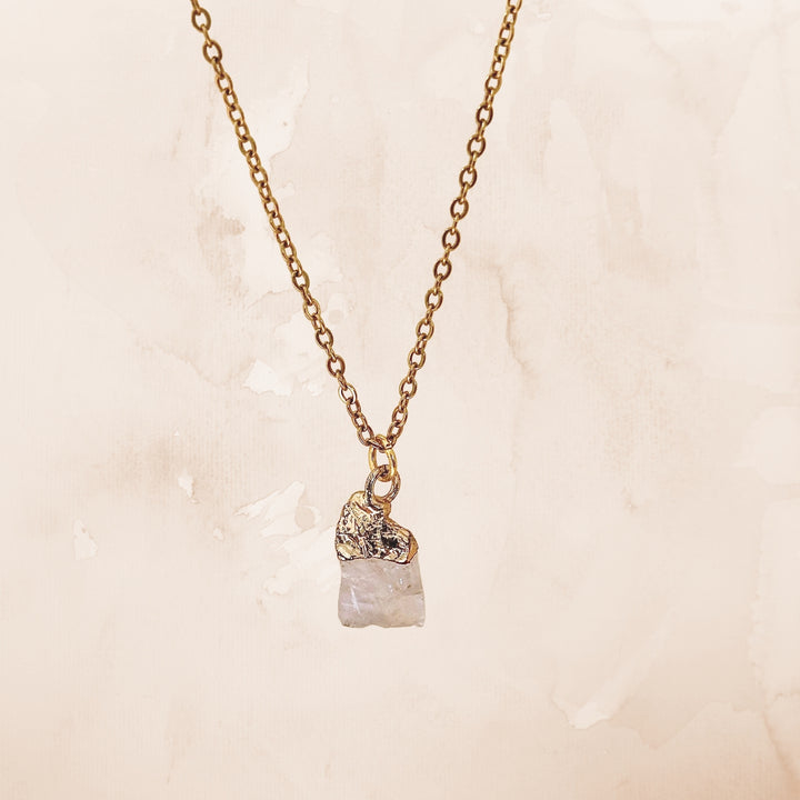 Raw Clear Quartz Crystal Gold Necklace