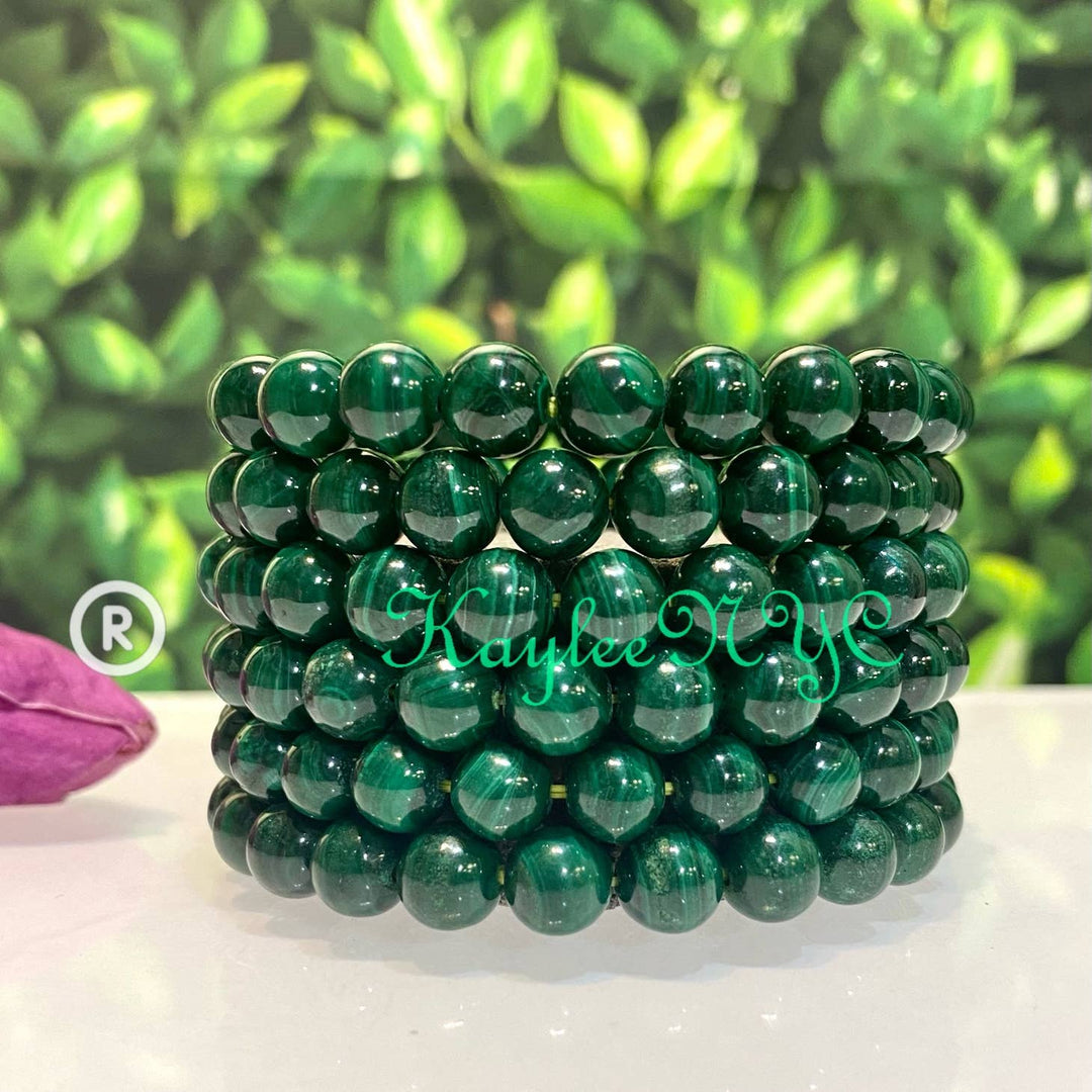 KayleeNYC Natural Malachite 8mm 7.5” Crystal Healing Stretch Bracelet