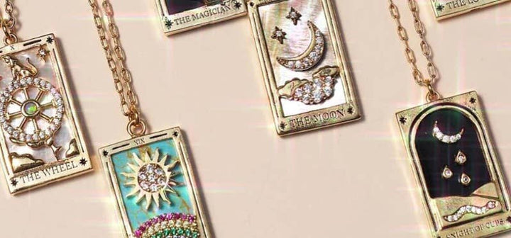 The Sun Enamel Tarot Card Necklace 18K with rhinestones 