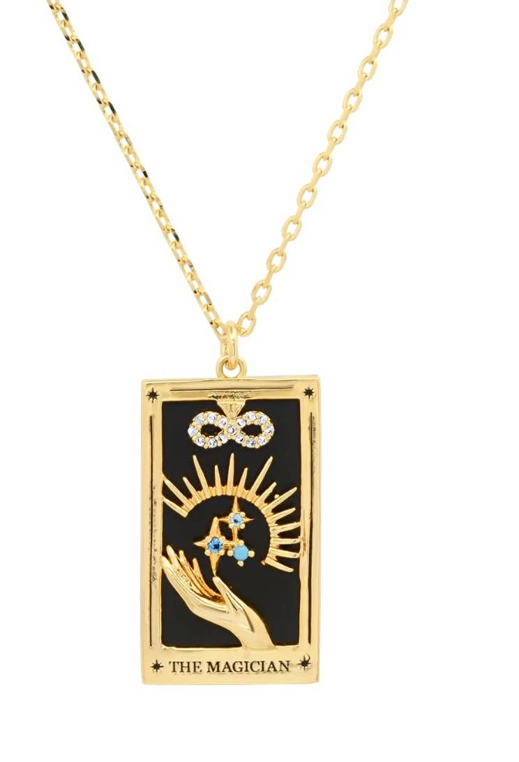 The Magician Enamel Tarot Card Necklace 18K with rhinestones