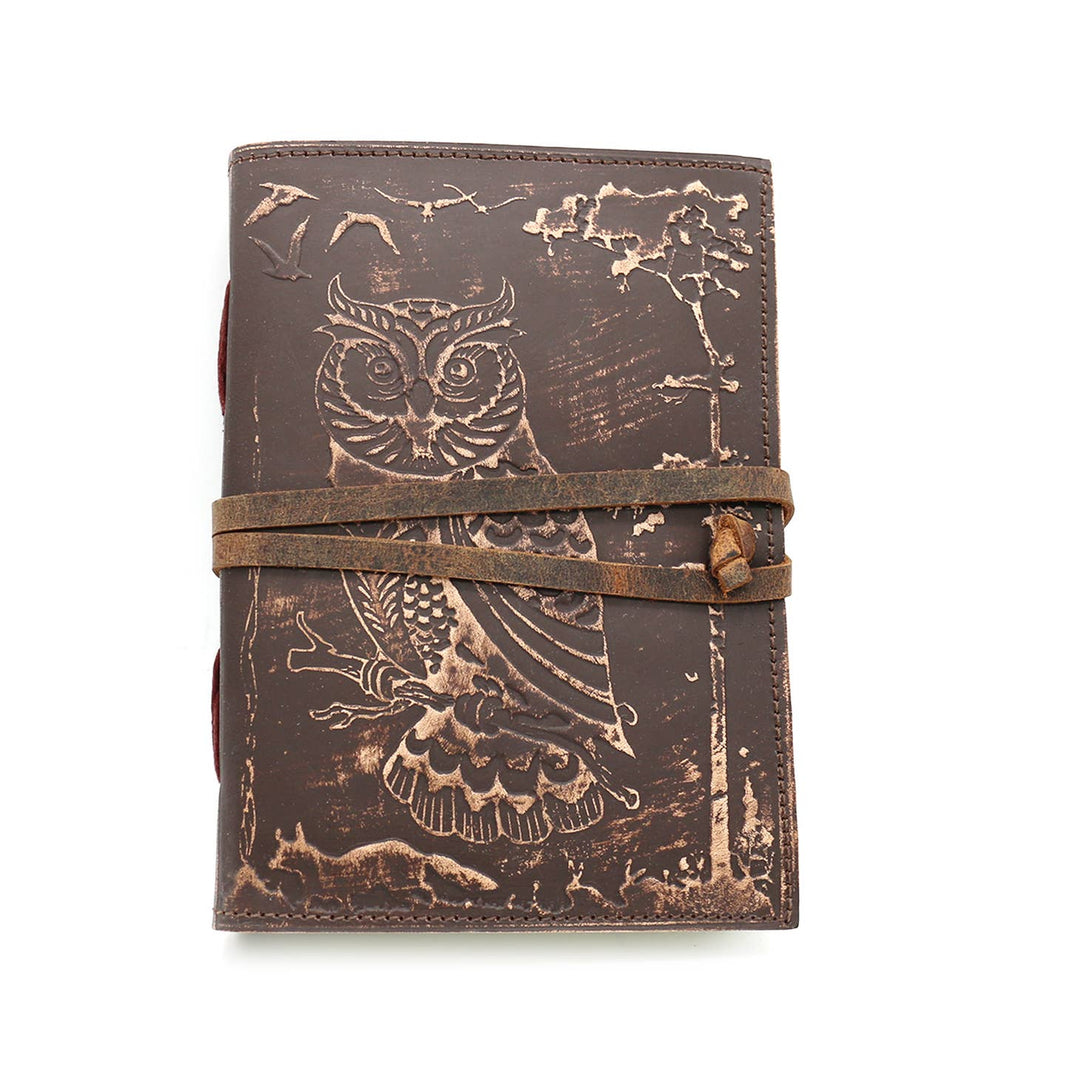Owl Embossed Leather Blank Journal