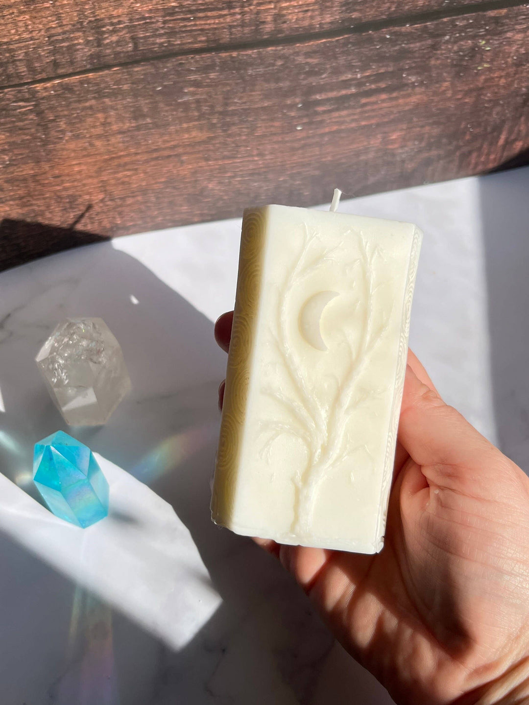 White Moon Witchy Spiritual Goddess Beeswax Candle