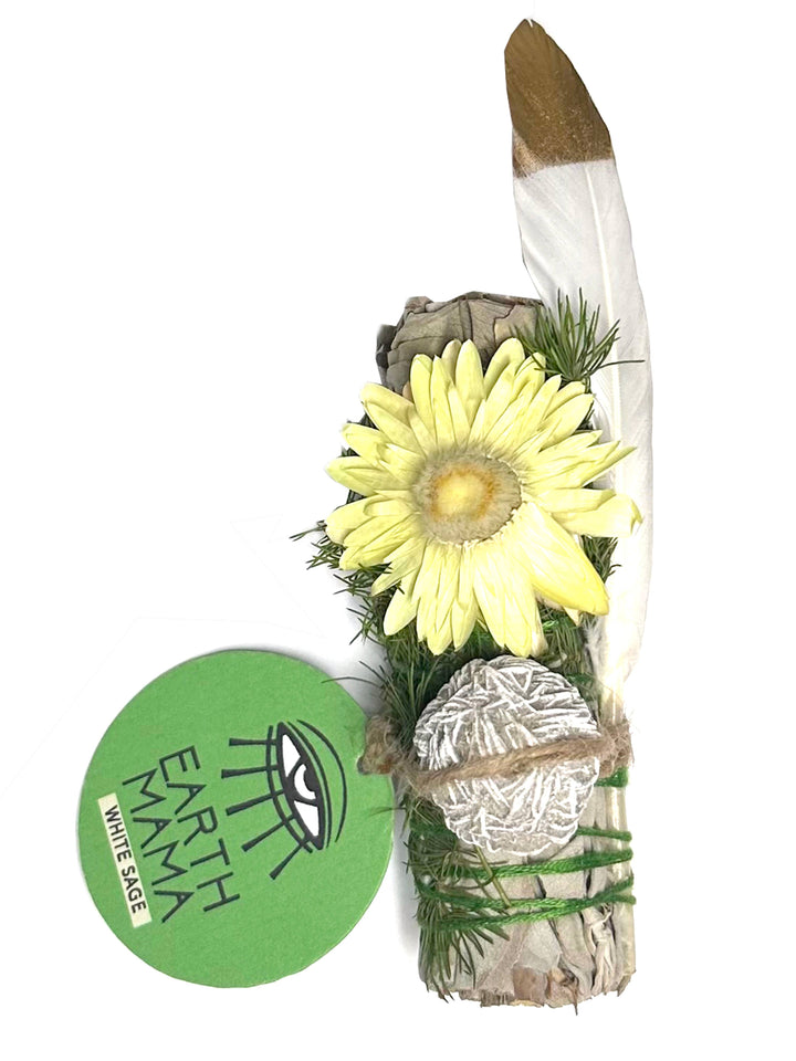 "EARTH MAMA' Ritual Wand (Sage Bundle + Desert Rose)